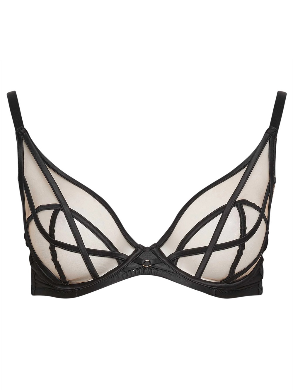 Playful Promises Ramona Illusion Sheer Black and Nude Underwire Bra